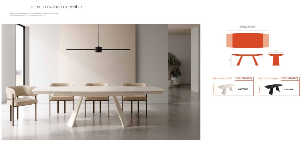 1011-64 Mesa ovalada extensible 